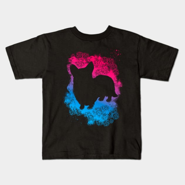 Corgi - Pink and Blue Kids T-Shirt by Scailaret